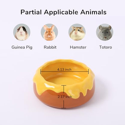 Guinea Pig Food Bowl Hamster Ceramic Water Dish Anti-Spill & Prevent Tipping Rabbit Feeding Bowl for Guinea Pig, Syrian Hamster, Bunny, Rat, Chinchilla, Squirrel, Small Animals (Pink+Purple) - color: Pink+Purple