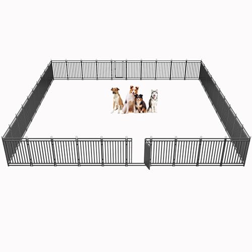 Dog Fence Outdoor Indoor, 40" Inch Height 40 Panels Dog Playpen for Large/Medium/Small Dogs Metal Dog Pen for Yard Camping and RV | Black-Silver,Patented - size: 40" height, style: 40 Panels