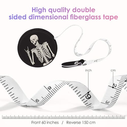 Sewing Tape Measure，Colour Printed Small Retractable Soft Measuring Tape for Tailor Cloth Fabric Body Measurements. - color: Human Skeleton