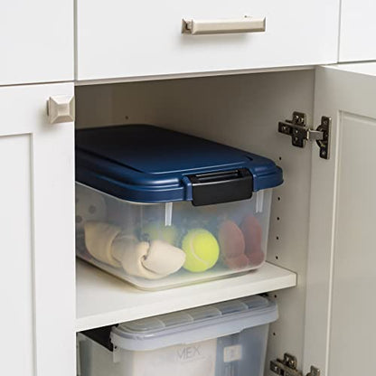 IRIS USA Airtight Dog Food Storage Container, Up to 14 lbs, Dog Cat Bird and Other Pet Food Treats Storage Bin, Dog Cat Wet Food Cans, Keep Fresh, BPA Free, Stackable, Navy - size: 14 lbs