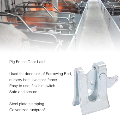 Farm Door Buckle, Thickened Galvanized Steel Plate Gate Latch 5 Sets Pig Fence Door Latch with L Lock Bolt for Farrowing Bed (Wall Thickness 4.5mm)