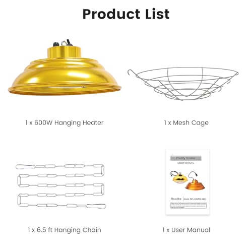 Hanging Chicken Coop Heater, 600W 2 Heating Levels Premium Waterproof Large Range Heaters for Cattle, Horses, Donkeys, Poultry, Greenhouse Plant - size: Large Heater