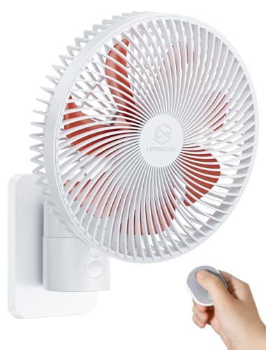 8.5-Inch Quiet Wall-Mounted Oscillation Fan with Remote & Timer, 4-Speed Adjustable for Small Bathrooms, Indoor Bedroom Cooling for RV, Adjustable Tilt, 5.92 ft Cord, Garage Cooling Fan for Home - color: White Frame/Orange Blade, size: 8.5 Inch