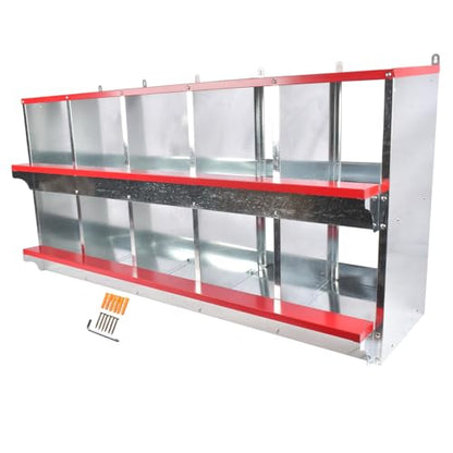 Chicken Nesting Boxes - 10-Compartment Metal Wall-Mounted Poultry Nest Box for Chickens, Hens, and Ducks - Easy Egg Collection - Large Vented Holes - Chicken Coop Equipment