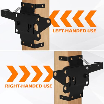 Self-Locking Gate Latch – Heavy-Duty Post Mount Automatic Lock for Wood/PVC Fence Gates Includes Fasteners – Secure Locking Hardware for Pool, Yard, Garden, Outdoor Use-1p&2p (1, Black)
