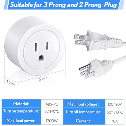 Feekoon 1 Piece Thermostatically Controlled Outlet, On at 32F/Off at 50F Thermostat Plug Outlet for Winter Chicken Water Coop Heater, Temperature Controllers for Bird Bath Deicer Outdoor