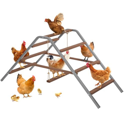 PETSFIT Chicken Roosting Bar-Solid Wood and Rustproof Iron Design, Chicken Perch with Swing for Healthy Poultry-Ideal for Backyard Coops, Farms, Easy to Assemble and Clean - size: 62"Lx24"Wx28"H
