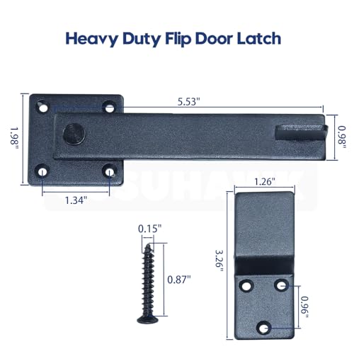 2 Pack Heavy Duty Barn Door Latch, Gate Latch for Wooden Fence | Gate Flip Latch for Outdoor Fence Gate, Cattle Gate, Barn Door, Sliding Door, Cabinet, Shed