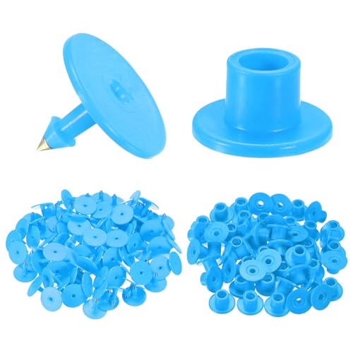 M METERXITY 50-Pack Cattle Ear Tags, Plastic Round Blank Livestock Ear Tags for Cows/Sheep/Cattle/Pig, Farm Animal Identification Markers [Blue] - color: Blue