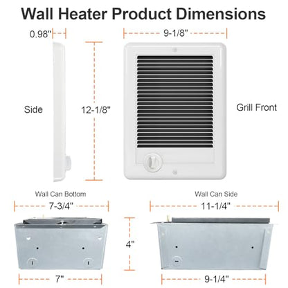 CSC151TW Electric Wall Heater Complete Unit With Thermostat, 5120 BTU, 120 Volt, 1500 Watt (Model: CSC151TW, Part: 67509) - size: 151