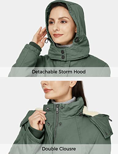WenVen Women's Winter Warm Sherpa Lined Jacket Heavy Parka Coat with Hood - color: Green, size: Medium