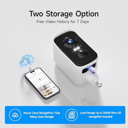fanxiang 2K Wireless Security Camera Outdoor Rechargeable Battery Camera WiFi, 300° Pan Rotating, AI Motion Detection, PIR, Color Night Vision, Spotlight, Siren, Two-Way Talk, IP65, SD/Cloud Storage - style: Battery Camera