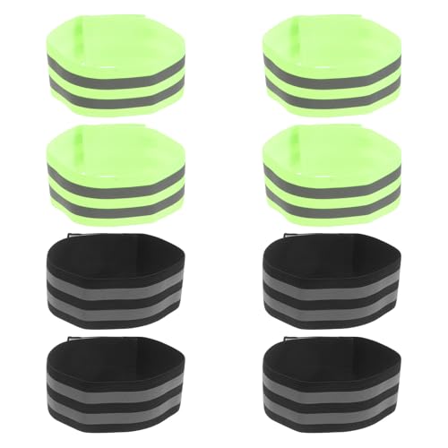 SHERCHPRY 8pcs Reflective Cycling Pant Leg Bands with Elastic Straps, Adjustable 35-50cm, High Visibility Safety Gear for Night Riding and Running