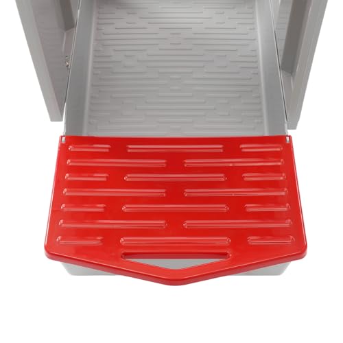 Chicken Nesting Box, 4 Compartment Hen Laying Boxes with Egg Collection, Wall Mountable Roll Away Nest, Heavy Duty Chicken Coop Laying Box for Home, Outdoor, Farm, Backyard (Red+Grey) - color: Red+Grey