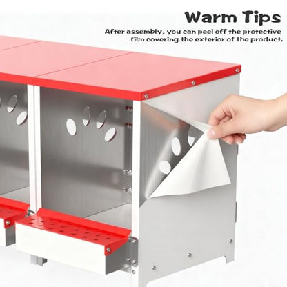 Chicken Nesting Boxes, 3 Hole Large Metal Hen Laying Box with Swing Perch and Roll Away Egg Collection, Wall Mountable with Vented Holes for Chickens Ducks Birds - size: 12.2"L x 9.9"W x 15.4"H
