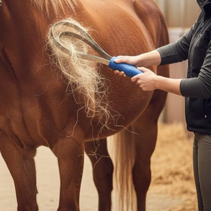 2 Rings Curry Comb Horse Brush Scraper Reversible Stainless Steel Livestock Shedding Comb for Dog Horse Grooming Supplies