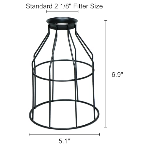 Premium Ceiling Fans Light Covers, Industrial Style Replacement Lamp Guard, Perfect Ceiling Fan Replacement Accessories Shade, with Standard 2-1/8" Fitter Size, 6.9" high x 5.1" Diameter, Pack of 4 - color: 4-pack-black