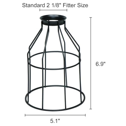 Premium Ceiling Fans Light Covers, Industrial Style Replacement Lamp Guard, Perfect Ceiling Fan Replacement Accessories Shade, with Standard 2-1/8" Fitter Size, 6.9" high x 5.1" Diameter, Pack of 4 - color: 4-pack-black