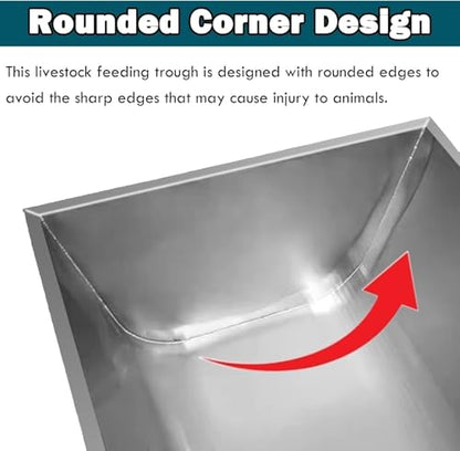 Heavy-Duty Stainless Steel Cattle Trough Pasture Feeding & Watering Trough for Sheep, Pigs, Cattle | Reinforced Edge Design, Non-Slip Surface, Easy-Clean Livestock Equipment(Sheep 77in/195cm) - size: Sheep 77in/195cm
