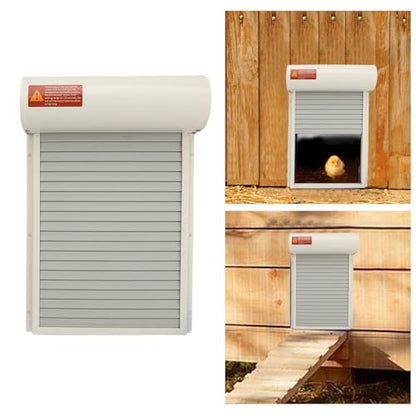 Automatic Chicken Coop Door, Solar Powered Chicken Door Opener with Timer LED Display for Duck Goose Poultry Safety (White) - color: White