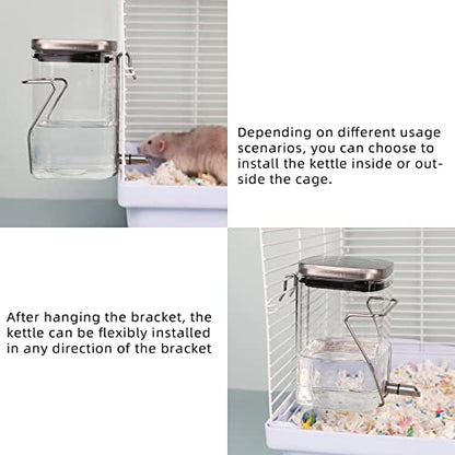 Guinea Pig Water Bottle No Drip, Rabbit Glass Waterer, Chinchilla Stainless Steel Nozzle Anti-Bite Water Dispenser for Small Animal, Bunny, Hamster, Sugar Glider and Rat(20.2oz)