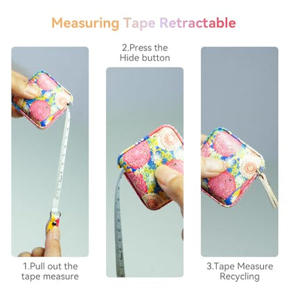 Mini Retractable Soft Tape Measure for Sewing, Fabric, Body Measurements - color: peony+Cherry