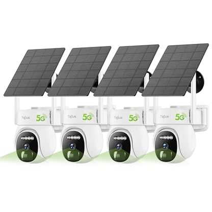 2.4G/5G Security Cameras Wireless Outdoor, 2K Solar Camera for Home Security, Battery Powered, 360° PTZ/Color Night Vision/2Way Talk/Compatible with Alexa/IP66 Waterproof(4 Pack) - color: White - 4 Pack Solar Cam
