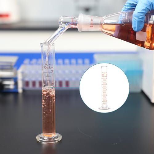 stonylab 1-Pack Graduated Cylinder, Borosilicate Glass 50 ml Heavy Wall Graduated Glass Measuring Cylinder - size: 50 ml