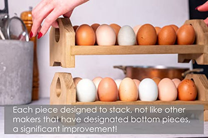 Farmhouse Stackable Wood Egg Holder - Fresh Egg Storage Rack (1)
