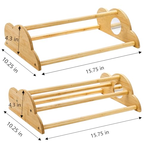 Frcctre 2 Pack Bamboo Chicken Perch, Freestanding Roosting Bar Set Baby Chick Stand Training Perch Chicken Jungle Gym with Built-in Mirrors for Brooder, Coop, Hens
