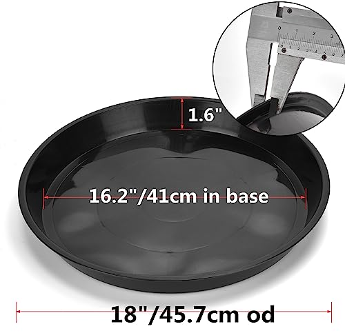 18 Inch Black Plant Saucer for Indoors, 6 Packs Large Plant Trays 16 inches in Base, Heavy-Duty Pot Containers 10 Gallon Grow Bag Saucer for Outdoors.