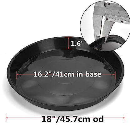 18 Inch Black Plant Saucer for Indoors, 6 Packs Large Plant Trays 16 inches in Base, Heavy-Duty Pot Containers 10 Gallon Grow Bag Saucer for Outdoors.