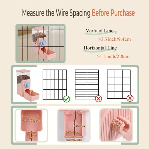 41 oz Hanging Gravity Auto-Refill Small Animal Feeder Pink | Space-Saving, Large Capacity, Easy-Refill Bowl for Rabbits, Guinea Pigs, Ferrets, Chinchillas & Small Pets - color: Pink