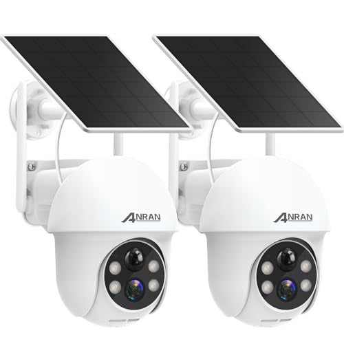 ANRAN 2K Security Camera Wireless Outdoor, Solar Outdoor Camera with 360° View, Smart Siren, Spotlights, Color Night Vision, PIR Human Detection, Pan Tilt Control, 2-Way Talk, Q01W 2 Packs - color: White-2 Packs