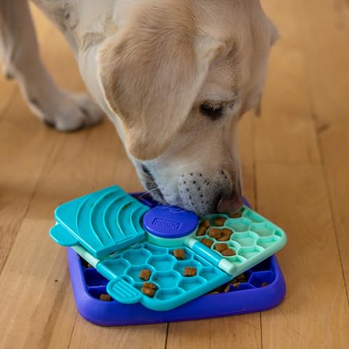 Outward Hound by Nina Ottosson Lick N' Flip Level 1 Dog Puzzle Toy, Durable Plastic Lick Mat & Slow Feeder – Non-Slip Base Beginner Enrichment for Medium Dogs, Holds 1 Cup Wet or Dry Food, 7.4" x 7.4" - color: Lick N' Flip Treat (Purple)