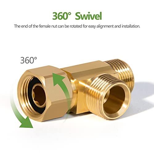 Litorange Lead-Free 1 PCS Brass Angle Stop Add-A-Tee Valve 3/8" Female by 3/8 Inch by 1/4-Inch Male T Extender Water Compression Easy Connect Tee (Pack of 1) - size: 1/4" Add-A-Tee Brass