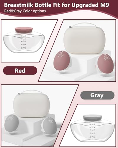 2pcs Breastmilk Container Compatible with Upgraded Mobile Flow | Upgraded M9, M9 Breast Milk Storage Bottle with Silicone Lip, BPA Free, Leak-Proof, Not Original Parts, 2packs Red Collector - size: Red 2pcs Bottle