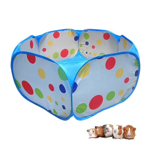 Small Animal Playpen, Portable Guinea Pig Playpen Pet Cage Tent, Waterproof Pop-up Open Pet Tent Metal Wire Yard Fence for Hamster Indoor Outdoor Exercise (Blue) - color: Blue