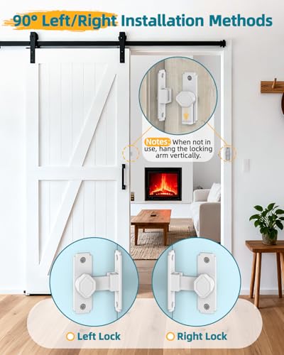 90 Degree Barn Door Lock, Small Sliding Barn Door Latches, Rust-Proof Sliding Gate Latch Lock for Garden, Bathroom, Cabinet, Pet Cage, Window, Shed (White-4PCS) - color: White-4PCS