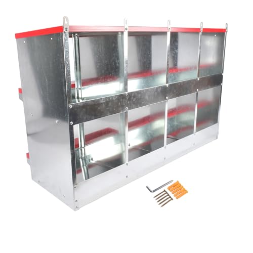 Chicken Nesting Boxes - 8-Compartment Metal Wall-Mounted Poultry Nest Box for Chickens, Hens, and Ducks - Easy Egg Collection - Large Vented Holes - Chicken Coop Equipment