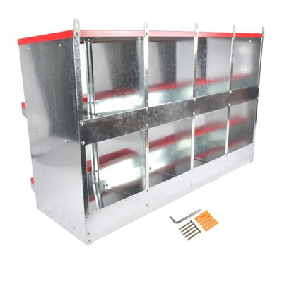 Chicken Nesting Boxes - 8-Compartment Metal Wall-Mounted Poultry Nest Box for Chickens, Hens, and Ducks - Easy Egg Collection - Large Vented Holes - Chicken Coop Equipment