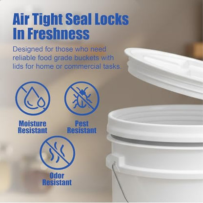 ePackageSupply 5 Gallon Bucket - Food Grade Bucket with Airtight Gamma Seal Screw-On Lid, BPA-Free, Heavy-Duty 90 Mil HDPE Plastic, Bulk Storage, Durable Container, Made in USA, White/White, 6 Packs - color: White/White, size: 6 Packs