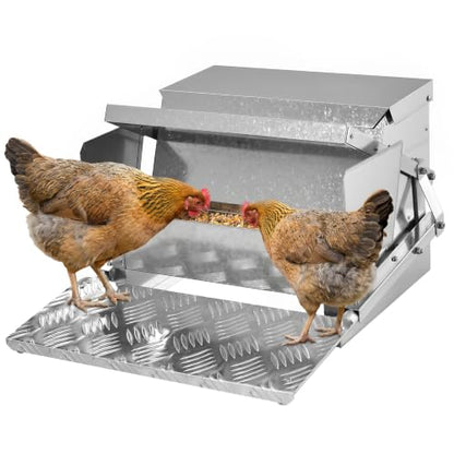 PawHut 25 lbs Capacity Automatic Chicken Poultry Feeder with a Galvanized Steel and Aluminium Build, Weatherproof Design - size: 16.5" L x 20" D x 11.25" H