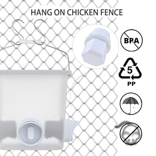 Automatic Chicken Feeder and Waterer Set Chicken Feed Bucket with 3 Feeders Ports Poultry Waterer Water Cups