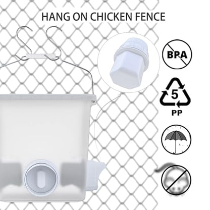 Automatic Chicken Feeder and Waterer Set Chicken Feed Bucket with 3 Feeders Ports Poultry Waterer Water Cups
