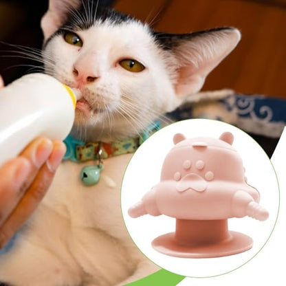 Puppy Feeder with Four Feeding Station Silicone Nursing Bottle Bowl Dispenser Soft Texture Device Suitable for Multiple Pets Breeders Home, Pink - color: Pink