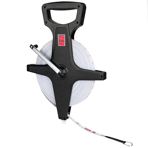 Champion Sports Open Reel Measuring Tapes – Durable Hand Crank with Metal Spike, Dual-Sided Feet & Meters, Perfect for Track & Field and Long Jump, 300 Feet/90 Meters - size: 90 m