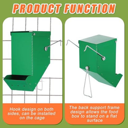 Maxcheck 2 Pcs Rabbit Feeder for Cages Small Animal Food Pellet Dispenser with Lid Metal Chicken Grit Oyster Shell Squirrel Feeders Outside(3.2 Inches,Mesh Bottom,Green) - color: Green, size: 3.2 Inches