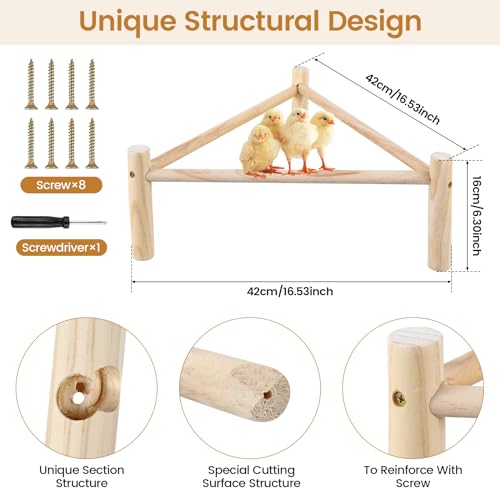 Chicken Strong Wooden Roosting Bar, Strong Roosting Bar for Brooder, Chick Wooden Perch 16.5 × 6.2 Inch Training Chicken Stand Toy for Bird Parrots Macaw