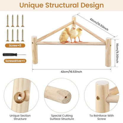 Chicken Strong Wooden Roosting Bar, Strong Roosting Bar for Brooder, Chick Wooden Perch 16.5 × 6.2 Inch Training Chicken Stand Toy for Bird Parrots Macaw